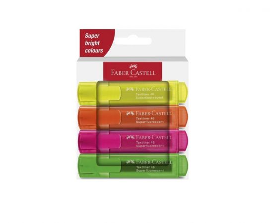 Μαρκαδόρος Υπογραμμίσεως Faber Castell Fluo Σετ 4 Τμχ Faber castell  | Γραφική Ύλη στο MarkCenter