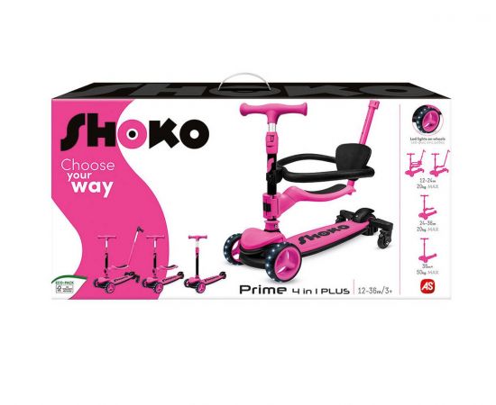 Shoko Παιδικό Πατίνι Prime 4 In 1 Plus Σε Ροζ Χρώμα AS Company | Παιχνίδια για Κορίτσια στο MarkCenter
