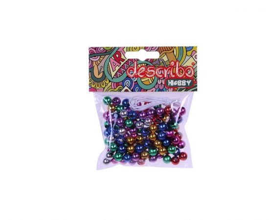 Χάντρες Describo Μεταλλικές Χρωματιστές με Κορδόνι 8mm 30gr Describo | Είδη Χειροτεχνίας στο MarkCenter